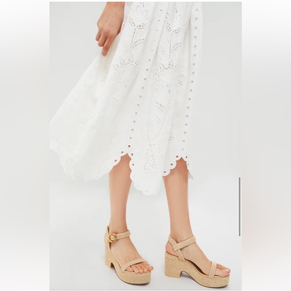 Farm Rio Richilieu Embroidered Linen-Blend Midi Dress- Engagement•Bridal•Wedding - Picture 9 of 17